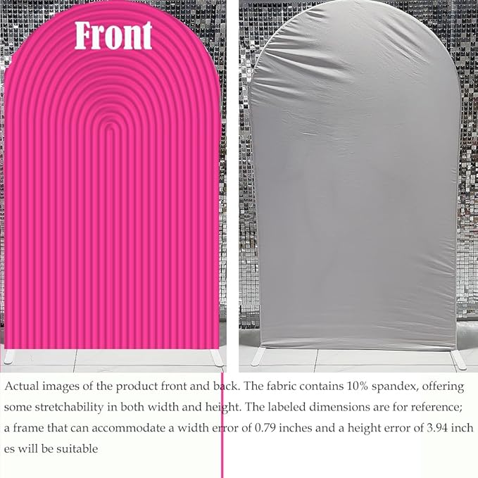 2D Printed Ripples Party Arch Covers Arched Backdrop Cover Stretchy Cover for Party Decoration Round Top Frame Spandex Cover (Deep pink458,8x4.6ft)