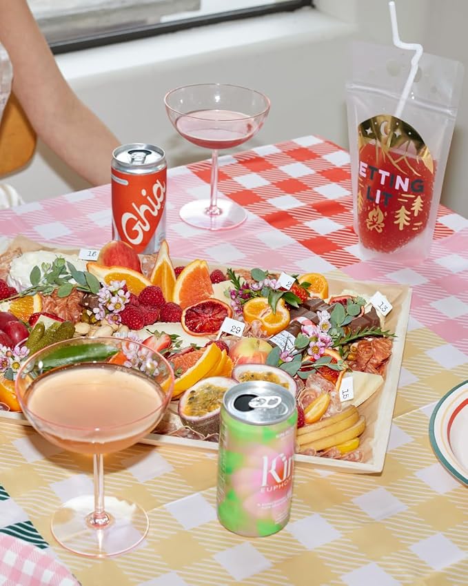 xo, Fetti Gingham Checkered Washable Tablecloth - 9ft. | Camp Bachelorette Party Supplies, Getting Lit + Getting Hitched, Glamping Birthday Party Decorations, Pastel Baby Shower, Cute Tableware
