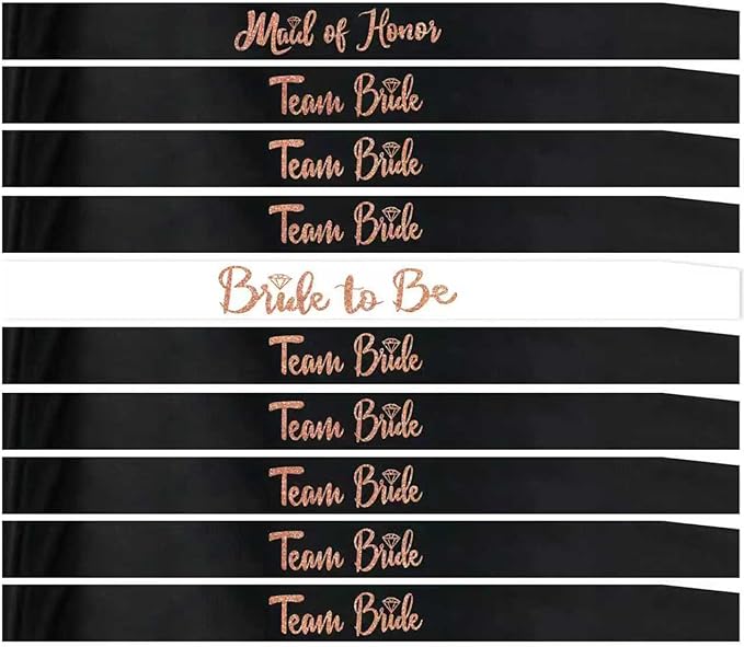 Bride to Be Bachelorette Sash Set for Bridesmaids Maid of Honor Team Bride Sashes for Bachelorette Party Supplies Bridal Shower & Hen Party Decorations Rose Gold
