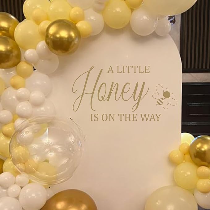 VANGNING A Little Honey is on The Way Decal Sign | Gender Reveal Girl or Boy Baby Shower Decal Sign,Bee Baby Shower Sign Vinyl Decal,aby Shower Balloon Arch Decal
