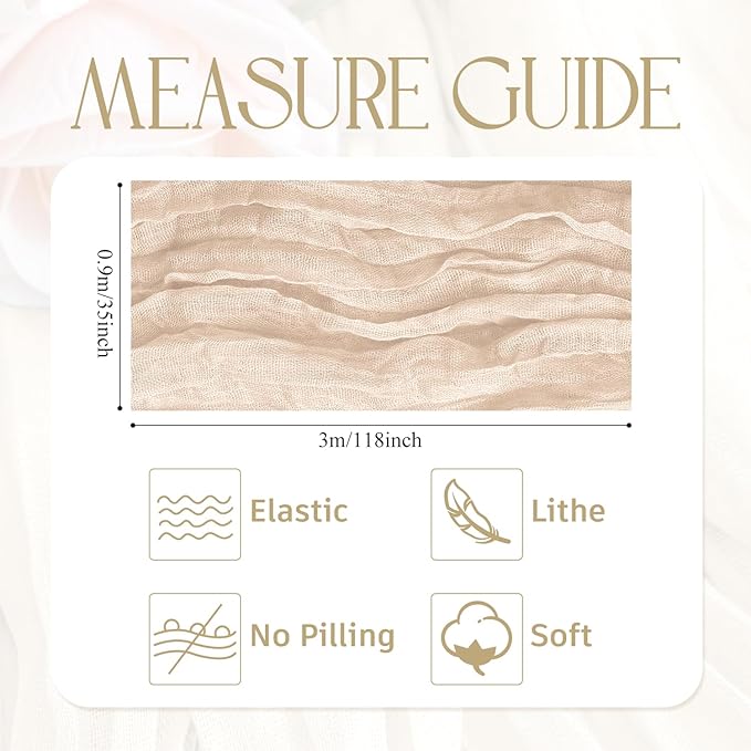Wokceer Cheesecloth Table Runner 2 Pack 10FT Beige Boho Gauze Christmas Cheese Cloth Table Runner for Party Long Rustic Sheer Table Runners for Baby Bridal Shower Wedding Easter Table Decor
