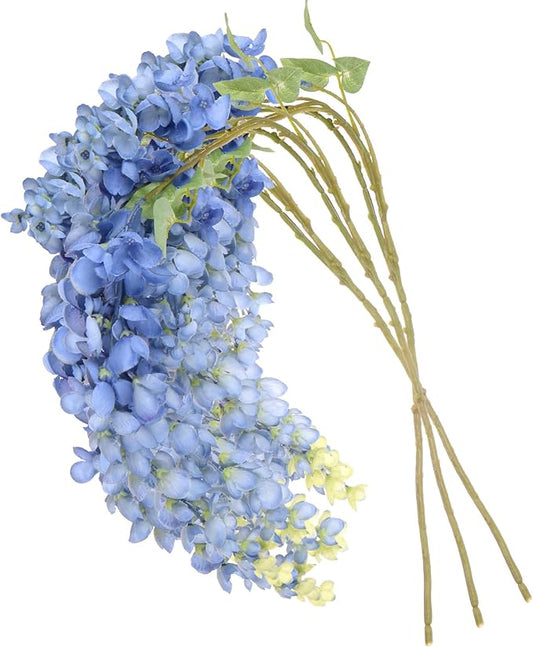 M METERXITY 3-Pack 3.18Feet Blue Silk Wisteria Hanging Flowers, 6 Branches Artificial Wisteria Flowers, Fake Wisteria for Wedding Decor, Party, Floor Vase, Balcony, Wall Decoration