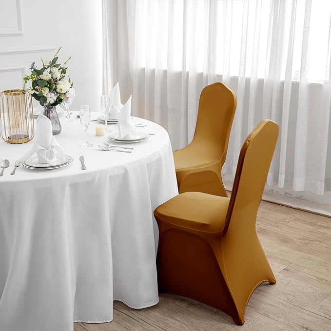 Spandex Chair Covers, 12PCS, Washable Protector for Living Room, Party, Banquet, Wedding, Hotel (Gold)