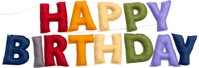 Pre-Strung Happy Birthday Banner - Retro Classic Birthday Party Decorations - Reusable HAPPY BIRTHDAY Garland, Boy Girl Birthday Felt Banner, Happy Birthday Sign for Holiday Party Decor, Photo Prop (Retro Classic Color)