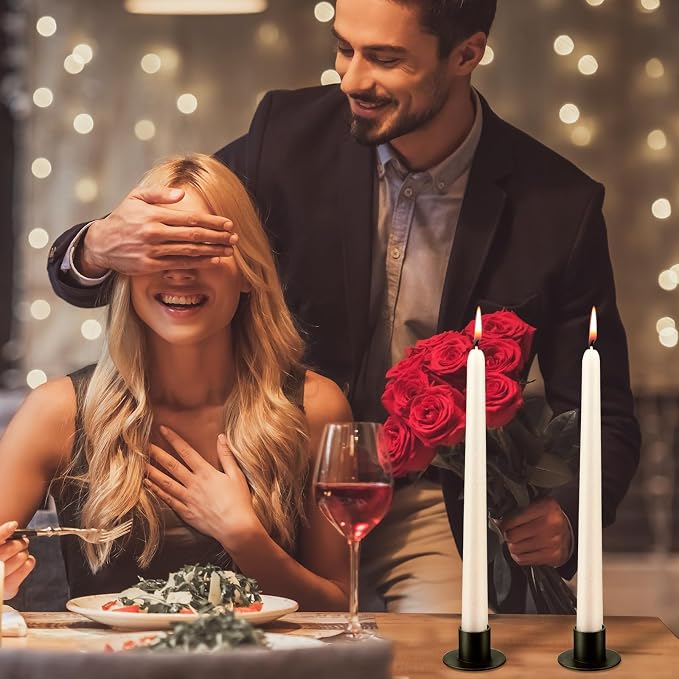 48 Pcs Black Metal Taper Candle Holders Bulk for Wedding Pillar Candles Taper Candlesticks Holders Centerpieces Short Candle Stick Dinner Decor for Party Anniversary Dinning Table Gift (48, Black)