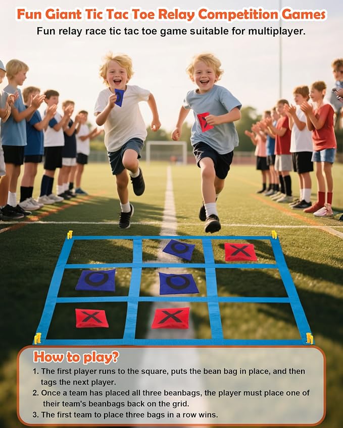 Giant Tic Tac Toe Outdoor Games, Bean Bag Toss Games, 26" Dart Board Game Double-Sided with Sticky Balls for Boys and Girls Ages 4-12 Kids Adults Family Lawn Yard Large Carnival Games