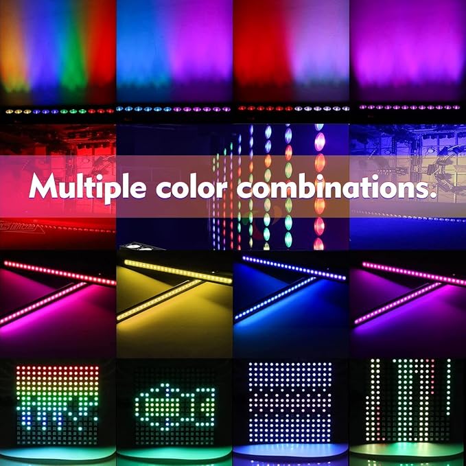 Led Stage Lights Bar,72W 24LEDs RGB Dj Strobe Party Lights Bar 3 in 1 Wall Washer Light Indoor with DMX Control AutoPlay Sound Activated Color Changing for Church Christmas Wedding Dance (2)