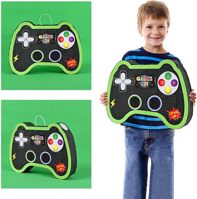 WERNNSAI Video Game Controller Piñata - Game Party Supplies Piñata Bundle with Blindfold and Bat for Boys Kids Gaming Theme Birthday Party Game Carnival Activity Decorations (15.7" x 12.2" x 3.1")