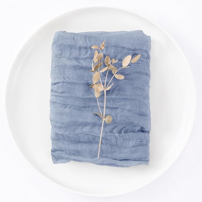 DeZerlor 50 Pack Dusty Blue Cheesecloth Napkins Spring Cloth Napkins Set of 50 Blue Dinner Napkins Bulk 21x21 Inches for Wedding Bridal Shower Baby Shower Parties