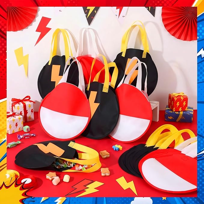 Locmeo 24 Pcs Cartoon Animation Party Favors Bags 11 Inch Anime Birthday Gift Bags Bulk Nonwoven Reusable Tote Bag with Handle for Goodie Snack Treat Cartoon Anime Party Supplies Birthday Decoration