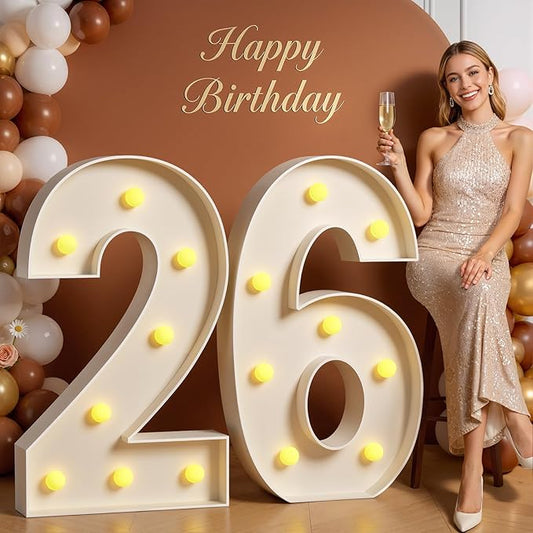 Tongjoy 3FT Marquee Numbers 26, Light up Numbers for 26 Birthday Decoration, Large Light Up for 26 Years Old, Anniversary Party Decor Birthday, Happy 26th Birthday Decorations