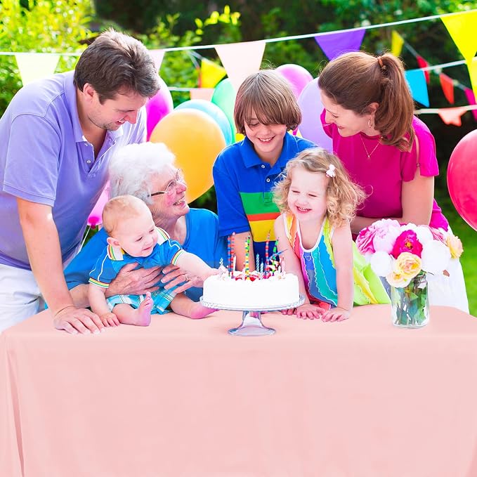 YMHPRIDE 6 Pack Pink Polyester Tablecloths, 60 x 102 inch, Rectangular, Wrinkle Resistant, for 6FT Tables, Parties, Weddings, Banquets, Indoor/Outdoor Use
