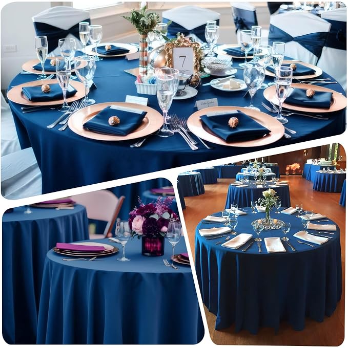 8 Pack Royal Blue Round Tablecloth 120 Inch Round Table Cloth, Wrinkle Resistant and Washable Tablecloth Polyester Fabric Table Cloth Round Table Cover for Dining Wedding Banquet Party