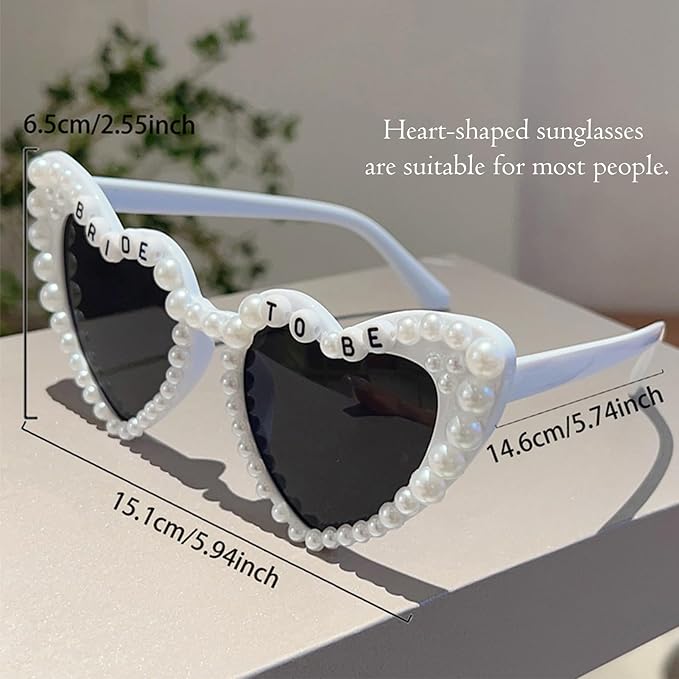 JoyChoi Bachelorette Party Accessories for Bride – 3-Piece Kit with Heart Sunglasses, Bride Sash & Veil – Cute Bridal Shower Decorations & Engagement or Wedding Gift Set for Women