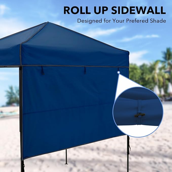 6x4 Pop Up Canopy Tent with Half Wall Panel, Instant Portable Beach Canopy, Outdoor Tent with Carry Bag for Camping, Sports, Tailgating, Events, Dark Blue