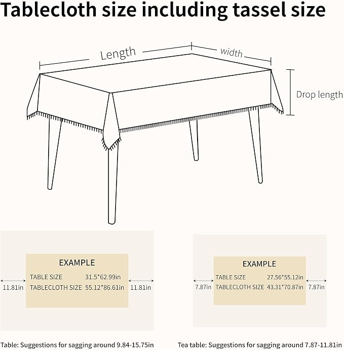 Table Cloth Rectangle Table with Waterproof, Spring Tablecloth with Tassel,Tablecloths for Protect Table Dining, Party and Camping