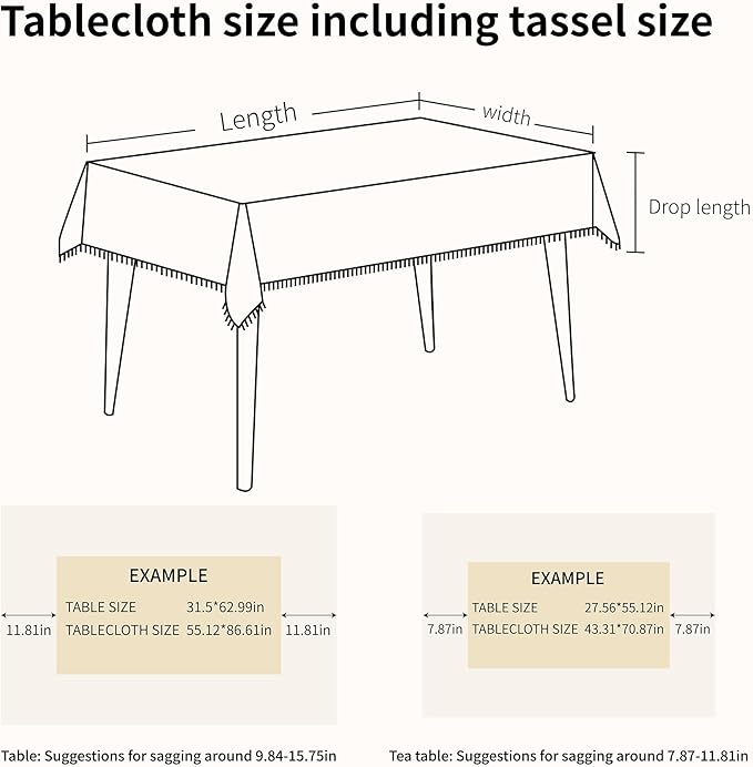 Table Cloth Square Table with Waterproof, Spring Tablecloth with Tassel,Tablecloths for Protect Table Dining, Party and Camping