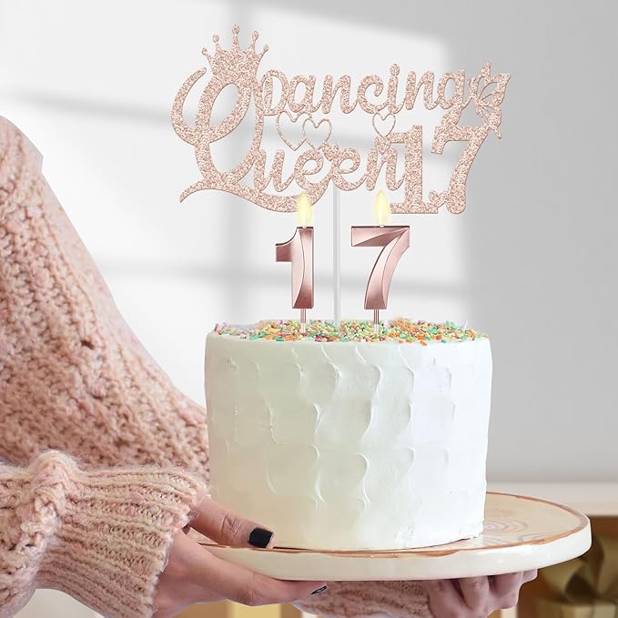 Dancing Queen Party Decorations 17 with Dancing Queen Sash and Tiara, Cake Topper and Candles, Number Balloons, 17th Birthday Decorations for Girls, 17 Year Old Gifts for Girls