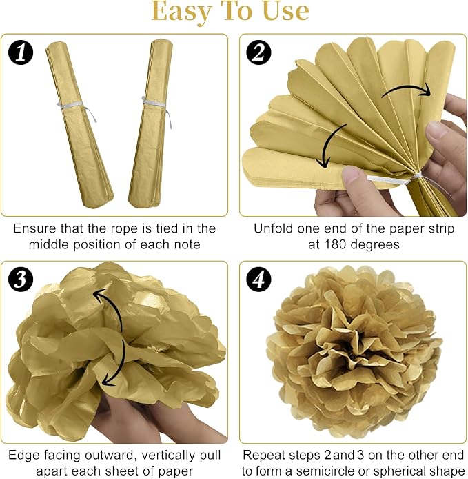 Turypaty Happy 50th Anniversary Decorations Kit, Black Gold 50th Wedding Anniversary Party Supplies - Large Happy Banner Backdrop, Table Centerpieces, Hanging Swirls, Paper Pompoms