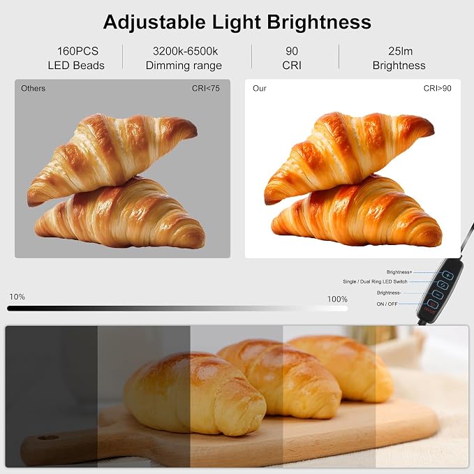 PULUZ 16x16 Inch High CRI≥95 Dimmable Light Box, 144 LED Photo Studio Lighting Kit with 6 Backdrops, Portable Shooting Tent for Product Photography