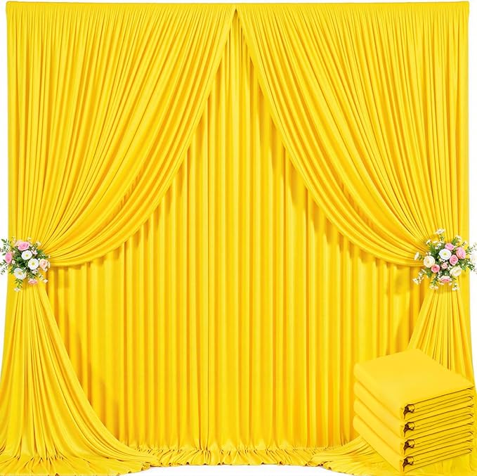 20ft x 10ft Yellow Backdrop Curtain for Parties Yellow Wrinkle Free Backdrop Drapes Panels for Birthday Party Baby Shower Wedding Photo Photography Polyester Fabric Background Decoration