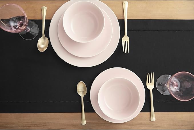 Solino Home Cotton Linen Black Table Runner 120 Inches Long - Hemstitch 14 x 120 Inch Table Runner for Spring, Summer, Mothers Day