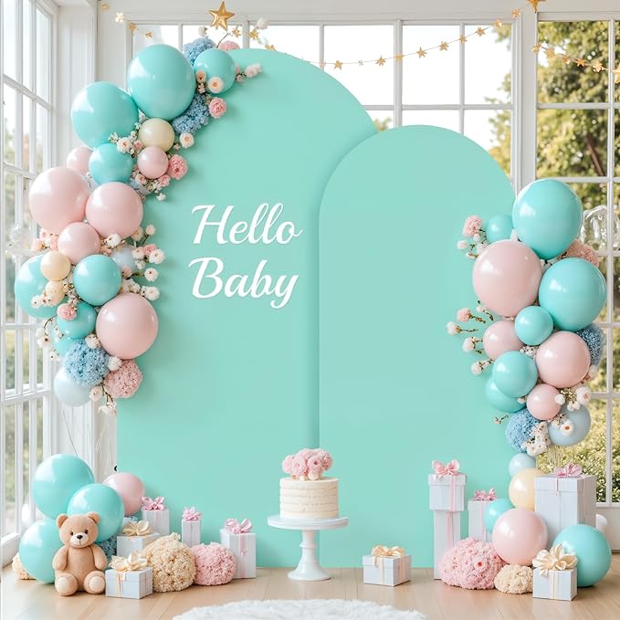Purple and Blue Arch Cover 2 Set-7.2FT and 6FT Arch Backdrop Cover Spandex Fitted Mermaid Arch Stand Covers for Under The Sea Birthday Party Wedding Baby Shower Ceremony Photo Background