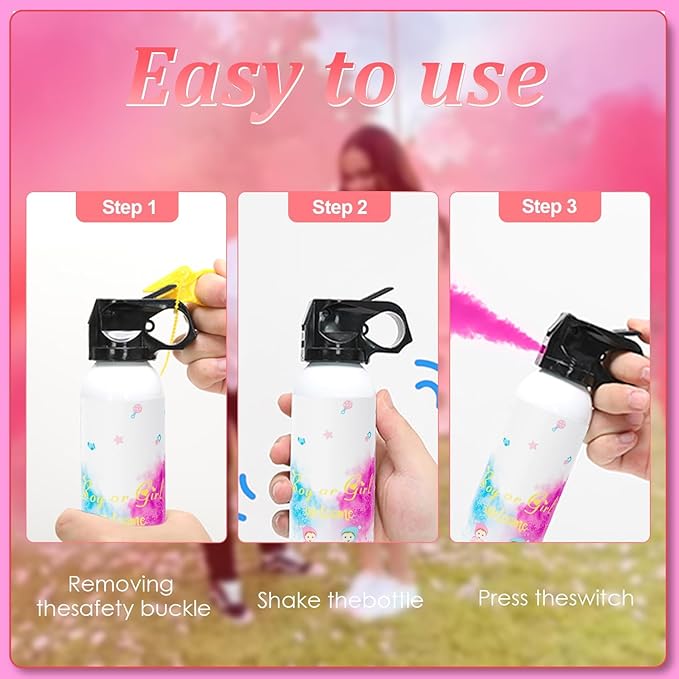 SRG Large Gender Reveal Fire Extinguisher Color Blaster | 2 Packs Baby Girl Pink Gender Reveal Extinguisher | Pink Smoke for Gender Reveal Party & Ideas | Long Lasting（Pink）