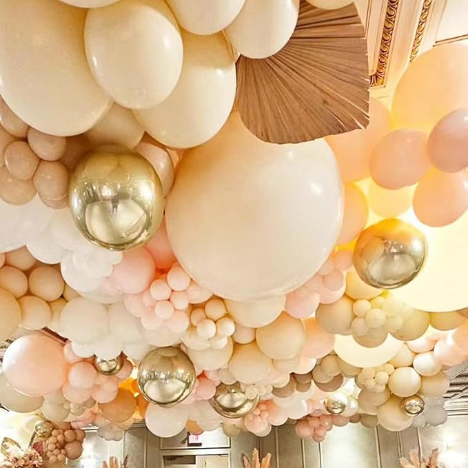Double Stuffed Nude Balloons, Blush Nude Balloon Arch,18 12 10 5 Inch Double Stuffed Cream Peach Balloon Different Sizes for Neutral Baby Shower,Boho Party,Gender Reveal Party,Bridal Shower (Nude01)