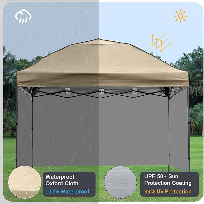 Instant Canopy Tent SideWalls Waterproof Sunwalls for 10x10 Pop Up CanopyTent, 300D Polyester Canopy Walls 3Pack Sidewalls Waterproof and UV Protection (Khaki, 10x10ft 3PCS)