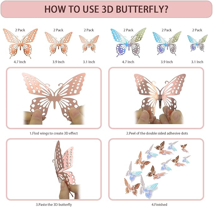 UJoyant 296 Pcs Birthday Decorations For Women, Rose Gold Party Decorations Kit For Girls Or Women - Butterfly, Hanging Swirl, Balloon Stand, Sash, Tiara, Banner, Balloon, Tableware For 50 Guest