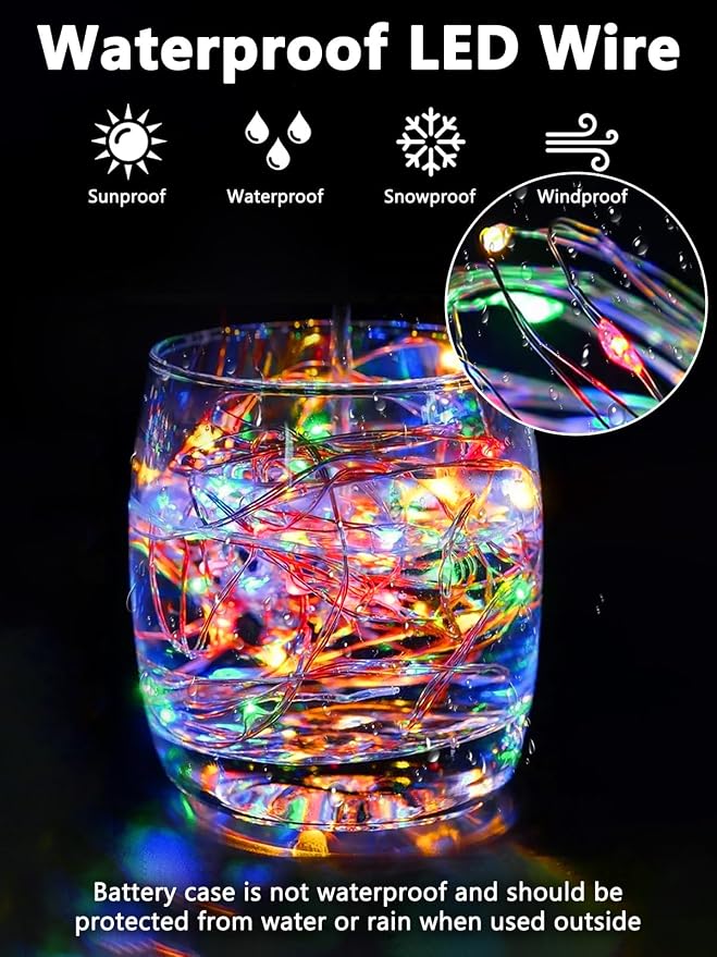3 Pack Fairy Lights Battery Operated with Remote Twinkle Lights Multicolor | Each 80 LED 26FT, Waterproof Wire, 8 Modes, Memory, Timer, Christmas String Lights for Wreath Windows Wedding House DIY Decor