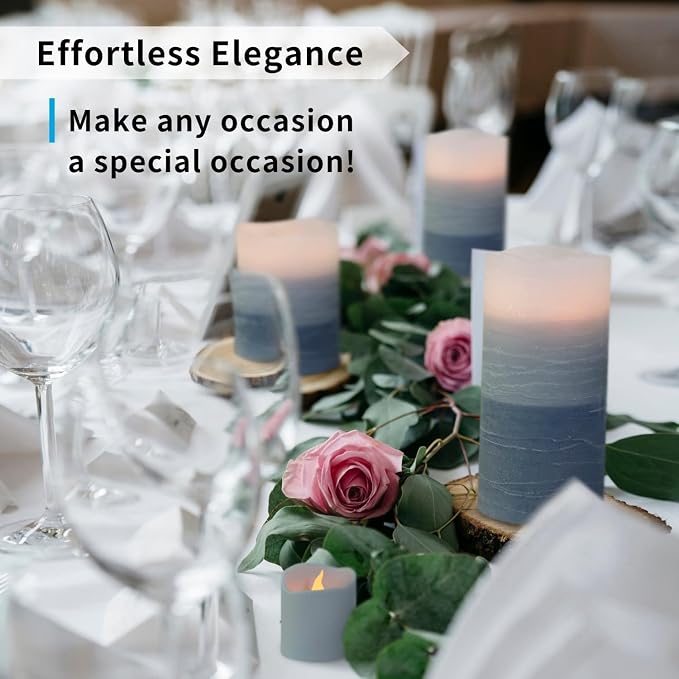 FURORA LIGHTING Blue Ombre LED Candles, 8-Pack Set with Remote & Timer | Includes 4 pillars and 4 votives. Creates a serene coastal ocean theme gradient glow throughout any large space.