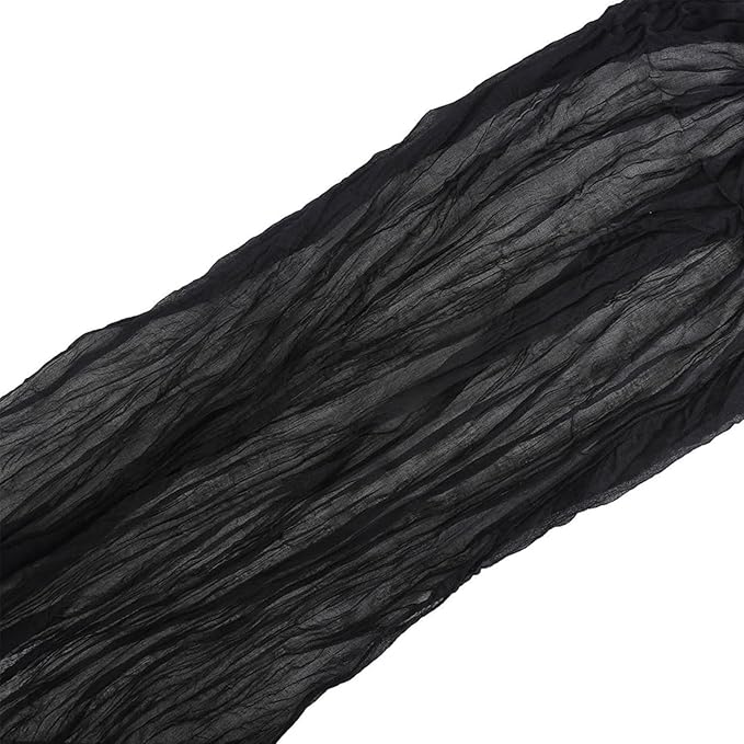 120 inch Black Cheesecloth Table Runners - 10Ft Long Cotton Gauze Holloween Table Runner Black Cheese Cloth Table Decor for Holloween Parties Decoration- Dark Table Runner