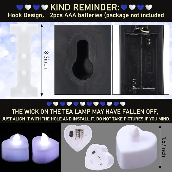 Realspring Blue and Silver Balloons Hotel Room Decor for Special Night Happy Romantic Anniversary Decorations Artificial Rose Petals with Heart Lights Kit for Proposal Engagement Birthday