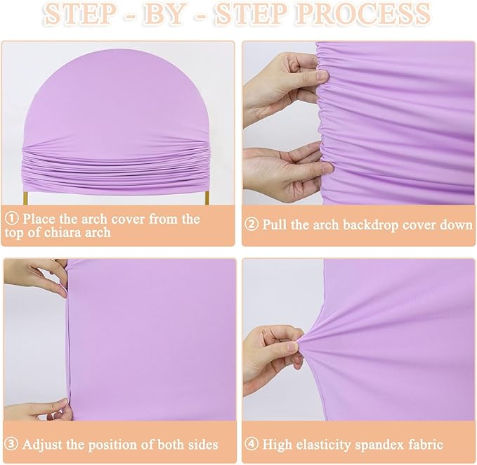 Spandex Wedding Arch Cover Set of 2 Lavender Arch Backdrop Covers 7.2ft, 6ft Arched Backdrop Frame Cover Chiara Arches Covers Stretchy Backdrops for Gender Reveal Baby Shower Balloon Decor
