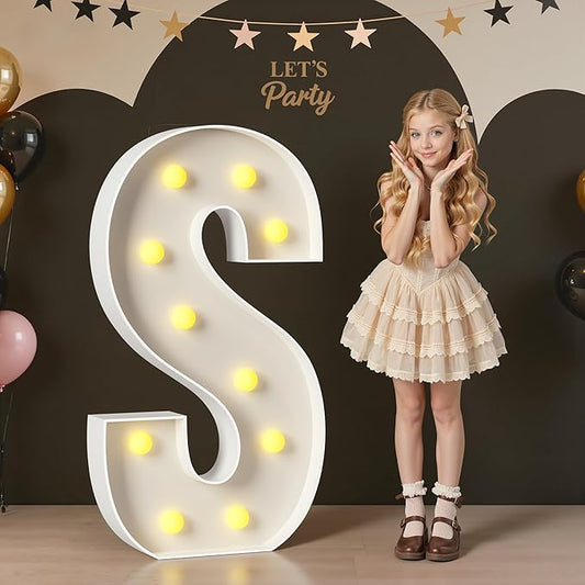 Marquee Letters 4 Feet Tall, 4FT Large Light up Letters S, Big Sign S with Warm White Light for Birthday Wedding Proposal Engagement Graduation Party Backdrop Decorations