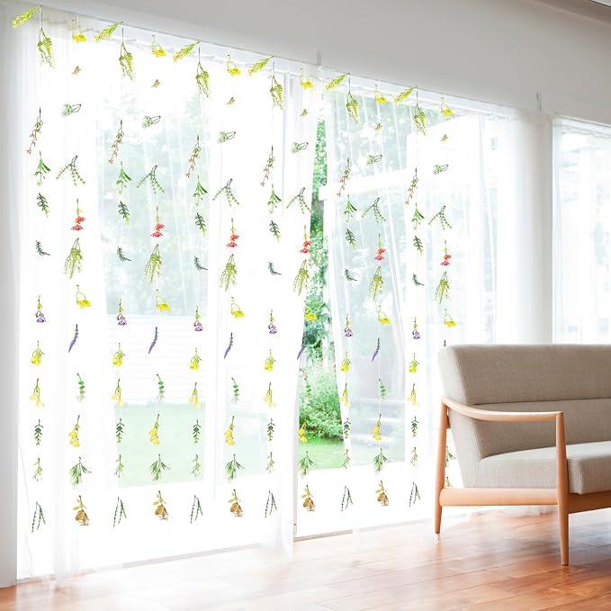 12 Pcs 79.2 ft Wildflower Garland Pre Strung Artificial Hanging Flower Vine Backdrop Decor from Ceiling Floating Reusable Floral Garland with Hook for Summer Wedding Party Bridal Baby Shower