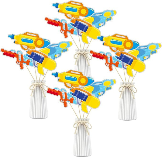 Set of 16,Water Guns Theme Centerpiece Sticks,Summer Hawaii Water Guns Party Party Centerpiece Table Toppers,Beach Surfing Party Decoration.