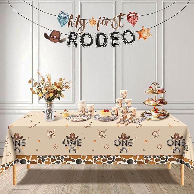 My First Rodeo Decorations Boy, 1st First Rodeo Birthday Plates Serves 16, 1st Birthday Decorations Boy, One Year Old 1 Year Old Western Cowboy Party Decor