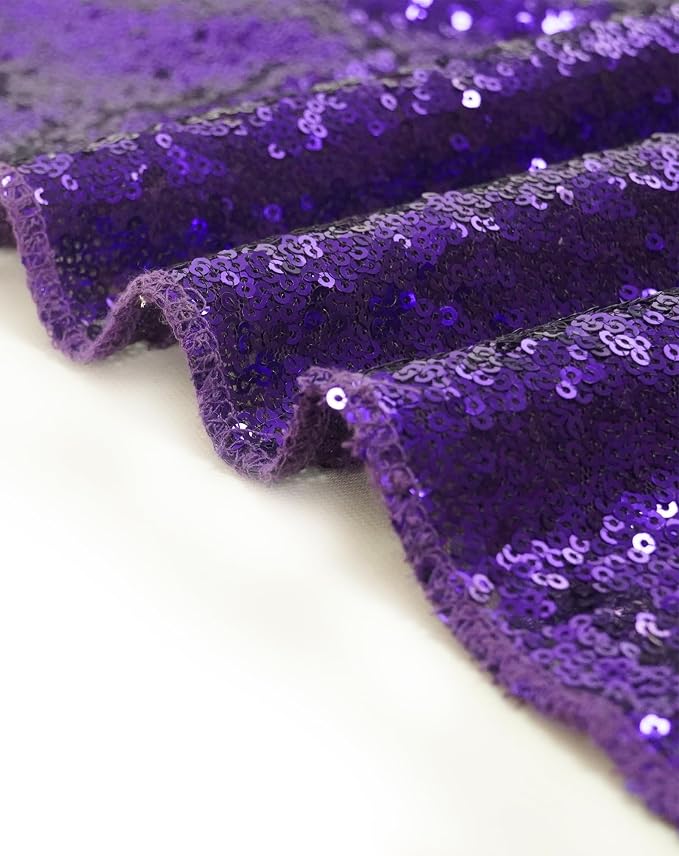 Eternal Beauty Purple Tablecloth, 60x120 Inch Sequin Rectangle Table Cover for Cake Dessert Exhibition Party Birthday Events