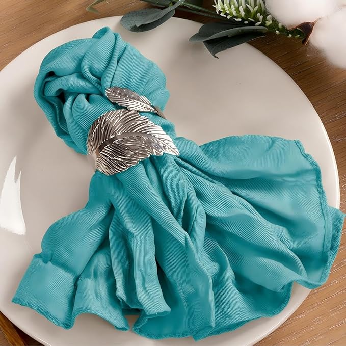 MLMC 24 Pack Cheesecloth Napkins Wedding Napkins 21"x21" Boho Reusable Napkins in Bulk for Wedding Bridal Baby Shower Events Table Decor Teal