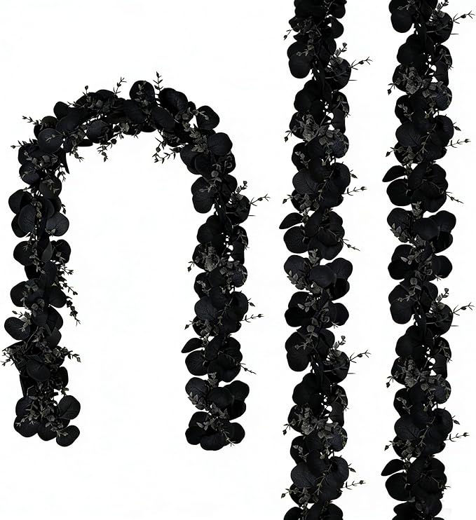 CQURE 3Pcs Eucalyptus Garland,Artificial Eucalyptus Leaves Table Greenery Garland Wreath Vines for Wedding Party Table Fireplace Bedroom Wall Room Decor