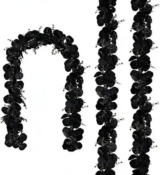 CQURE 3Pcs Eucalyptus Garland,Artificial Eucalyptus Leaves Table Greenery Garland Wreath Vines for Wedding Party Table Fireplace Bedroom Wall Room Decor