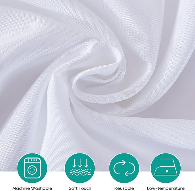 Surmente 132 inch Round Tablecloths -5 Pack White Round Table Cloths, Polyester Fabric Table Covers for Weddings, Banquets, or Restaurants
