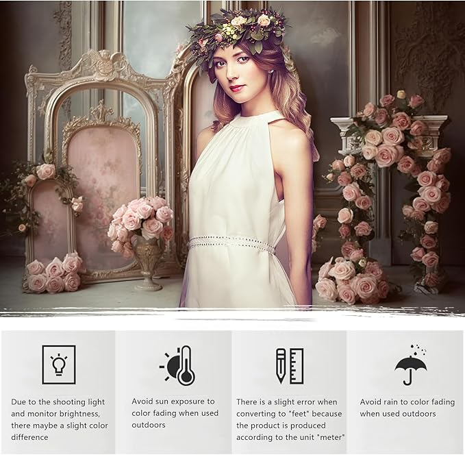 YongFoto European Retro Elegant Room Interior Wall Backdrop 8x6ft French Arched Oil Painting Frame Floral Vase Garland Photography Background Wedding Party Home Art Decor Portrait Photoshoot Props