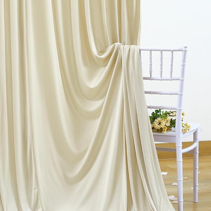 6 Panels Backdrop Curtains for Wedding Party Wrinkle Free Beige Backdrops Curtain Drapes Fabric Decorations Photo Back Drop Cloth for Baby Shower Photography Stage Reception 30ft(W) x 12ft(H)