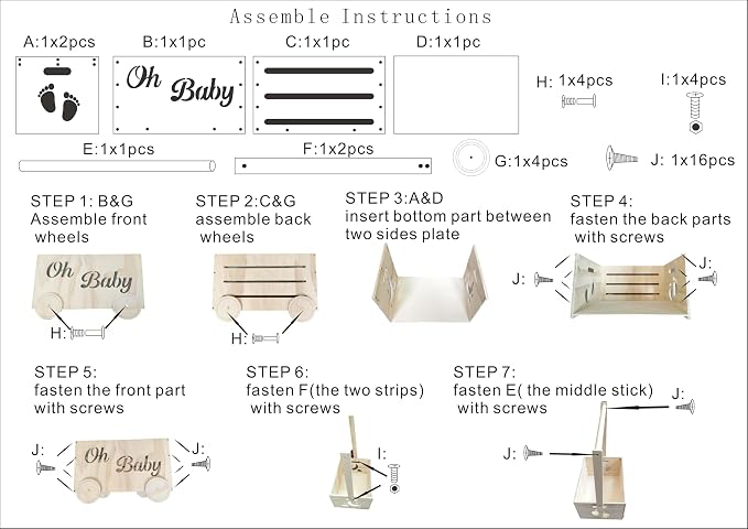 Baby Shower Gifts Baskets, Wooden Baby Closet Gifting for Newborn Boys and Girls, Wood Crate Box with Handle and Wheels, Personalized Cute Babyshower Decorations Basket for New Born