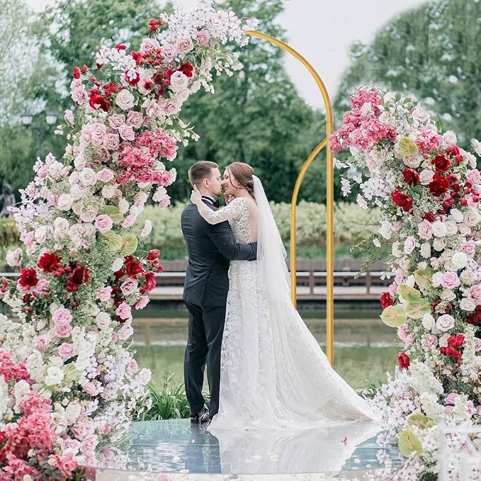 Metal Arch Backdrop Stand Set of 2 (7.2FT/6FT), Wedding Arch Stand Gold Backdrop Arch Stand, Wedding Arch Frame for Ceremony, Birthday Party, Baby Shower, Garden Arch Decoration
