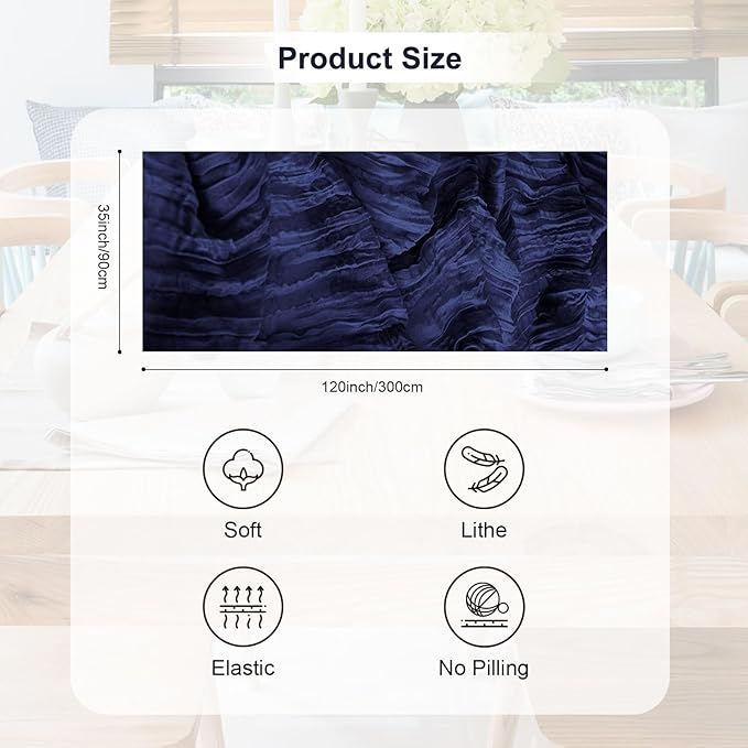 1 Pack Navy Blue Cheesecloth Table Runner 35x120 Inch 10Ft Rustic Gauze Cheese Cloth Table Runner Sheer Cheesecloth Table Runners for Wedding Party Bridal Shower Decoration